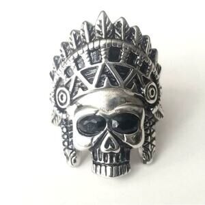 New stainless steel skull‎ biker ring size 14